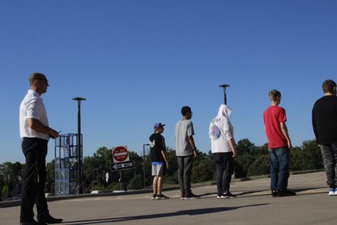 Central Students line up outside during a JROTC class activity