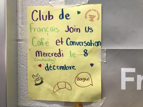 Flyer for the French Club posted on one of Centrals hallways