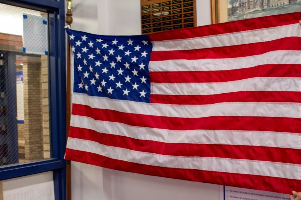 American flag photographed inside Centrals administration office.