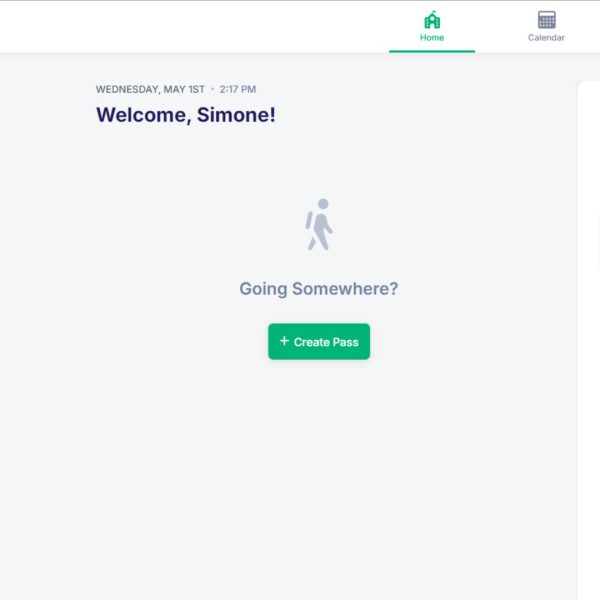 Screenshot of the SmartPass student screen.